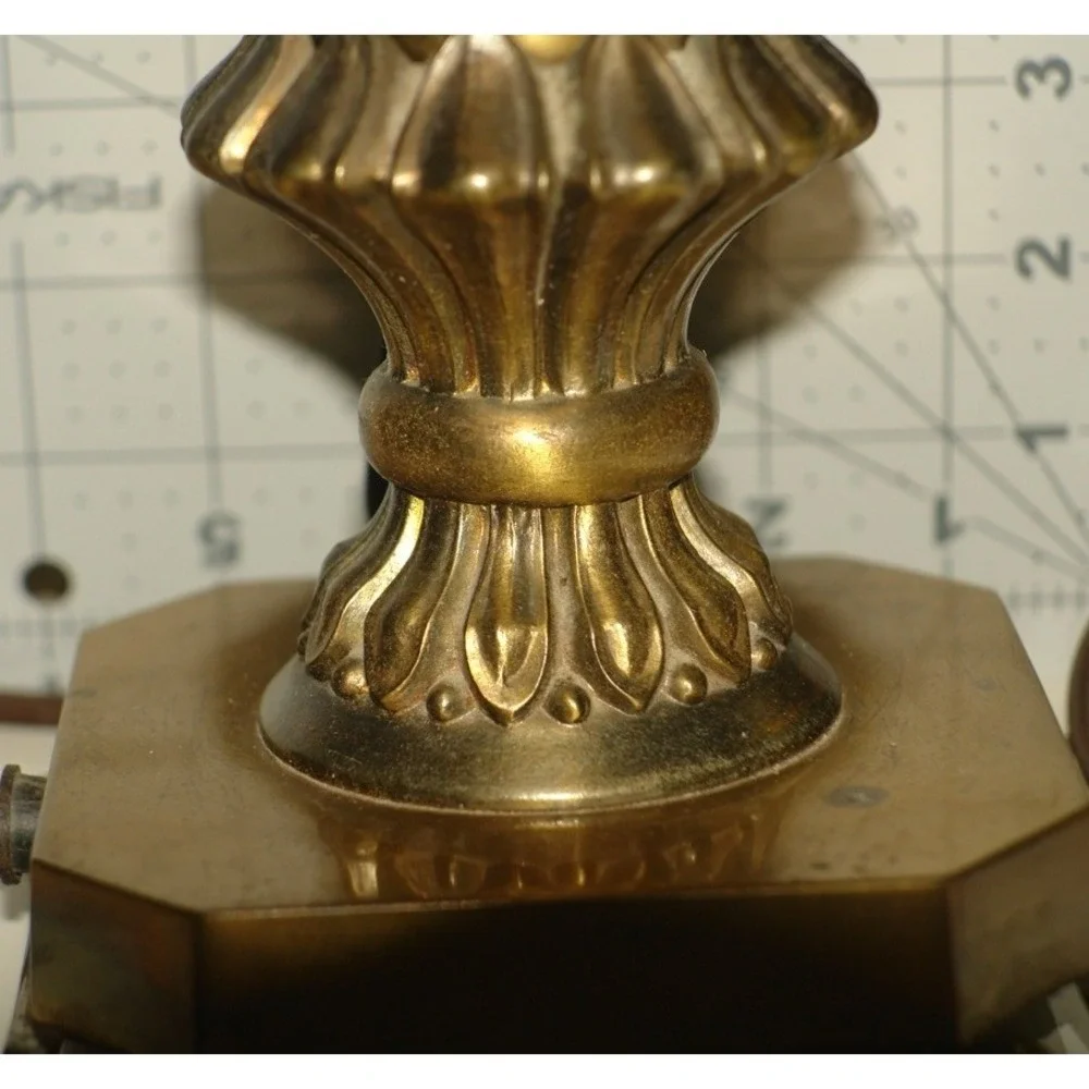 Vintage Brass Table Lamp with White Milk Shade Globe